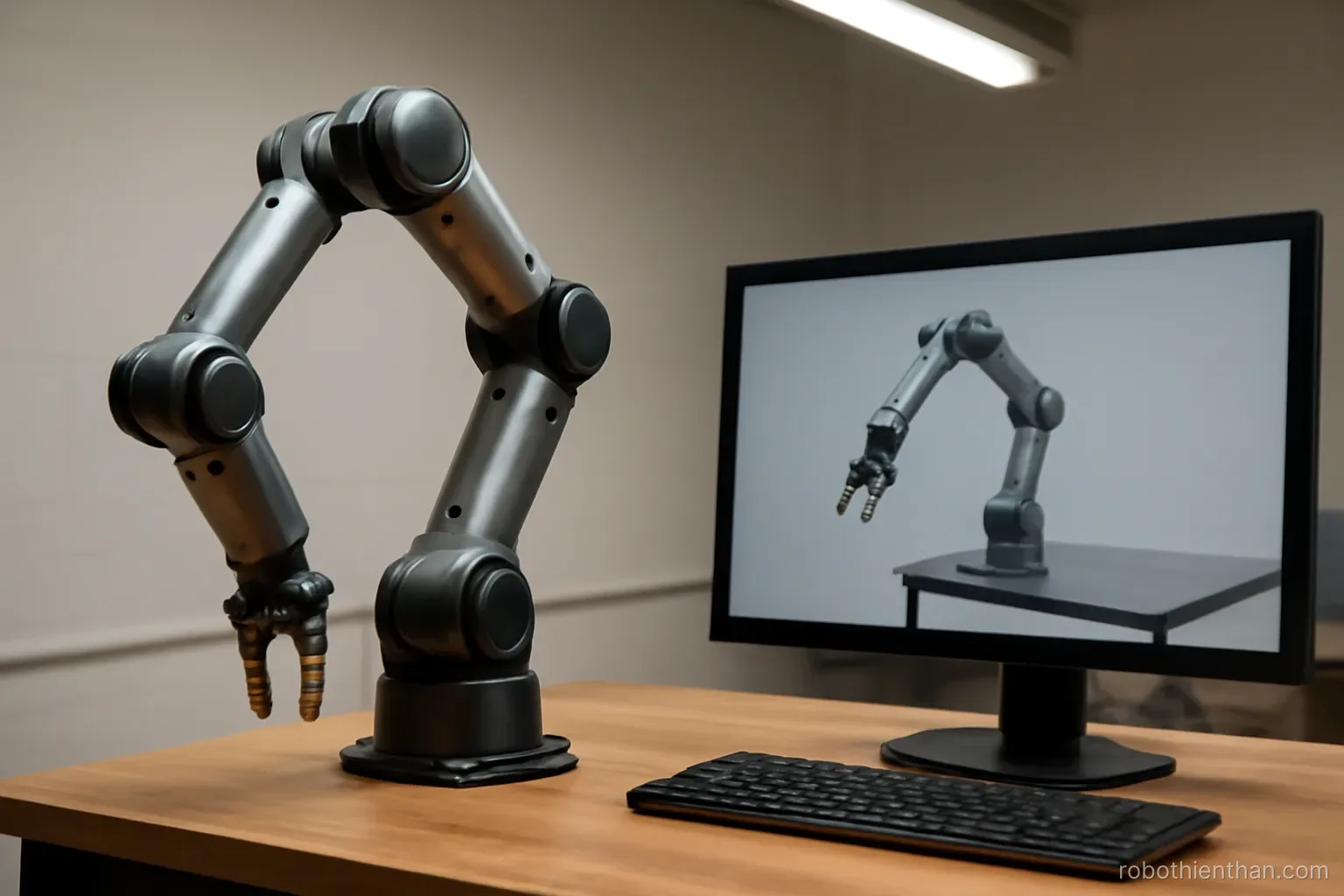 Cùng một robot thực hiện một thao tác trong mô phỏng và ngoài đời cho kết quả khác nhau