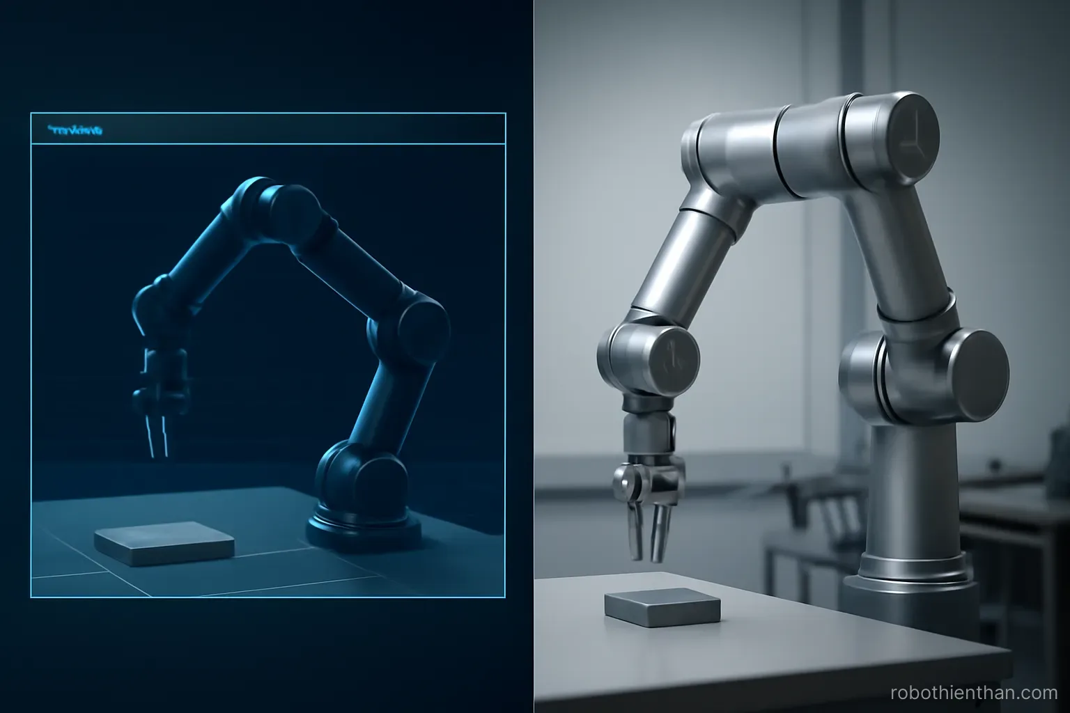 Robot học trong mô phỏng và thử nghiệm trên thiết bị thực